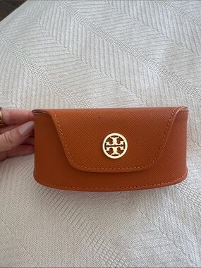 Tory Burch Burnt Orange Saffiano Sunglass Case with Gold Logo
